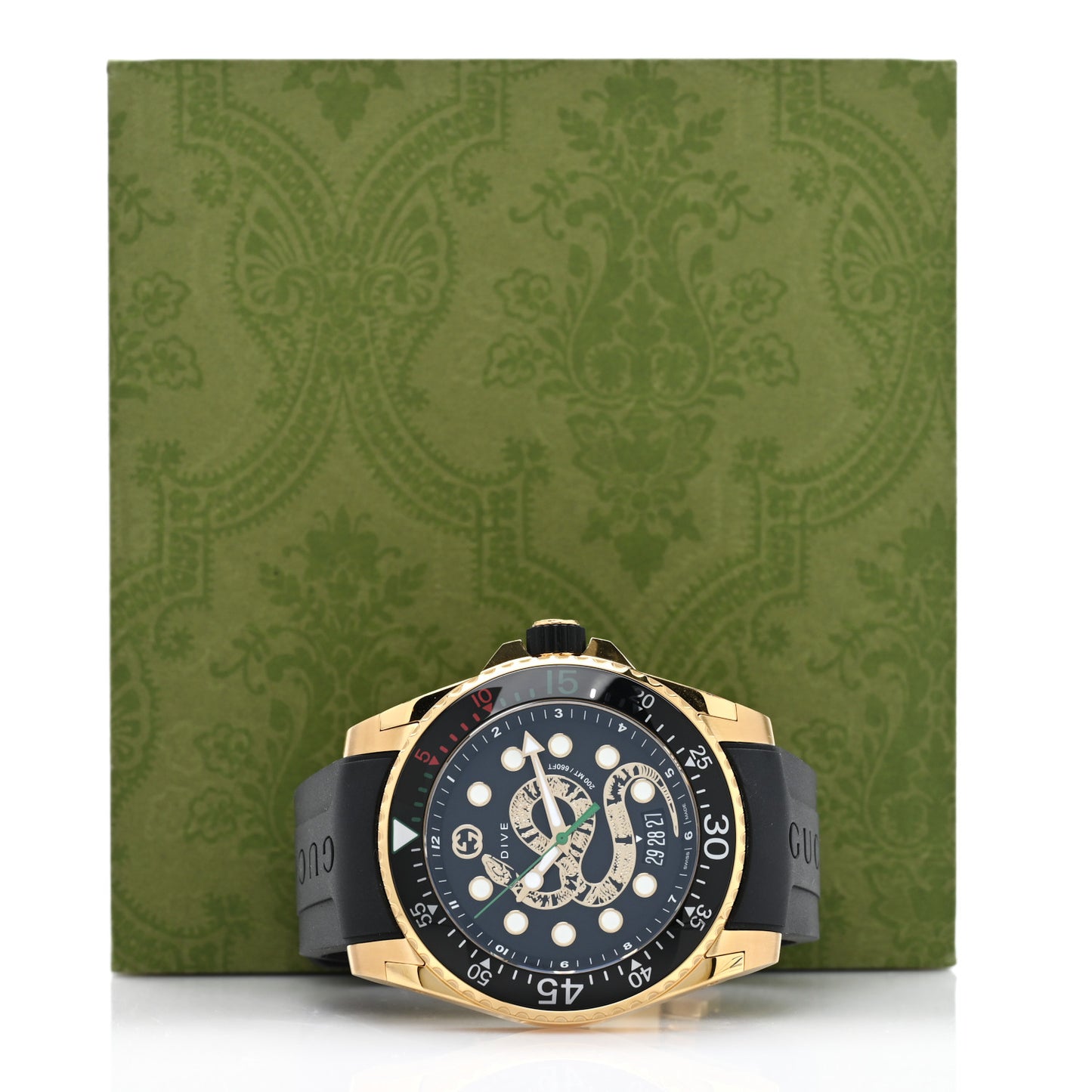 Stainless Steel Rubber 45mm Dive Snake Quartz Watch Black