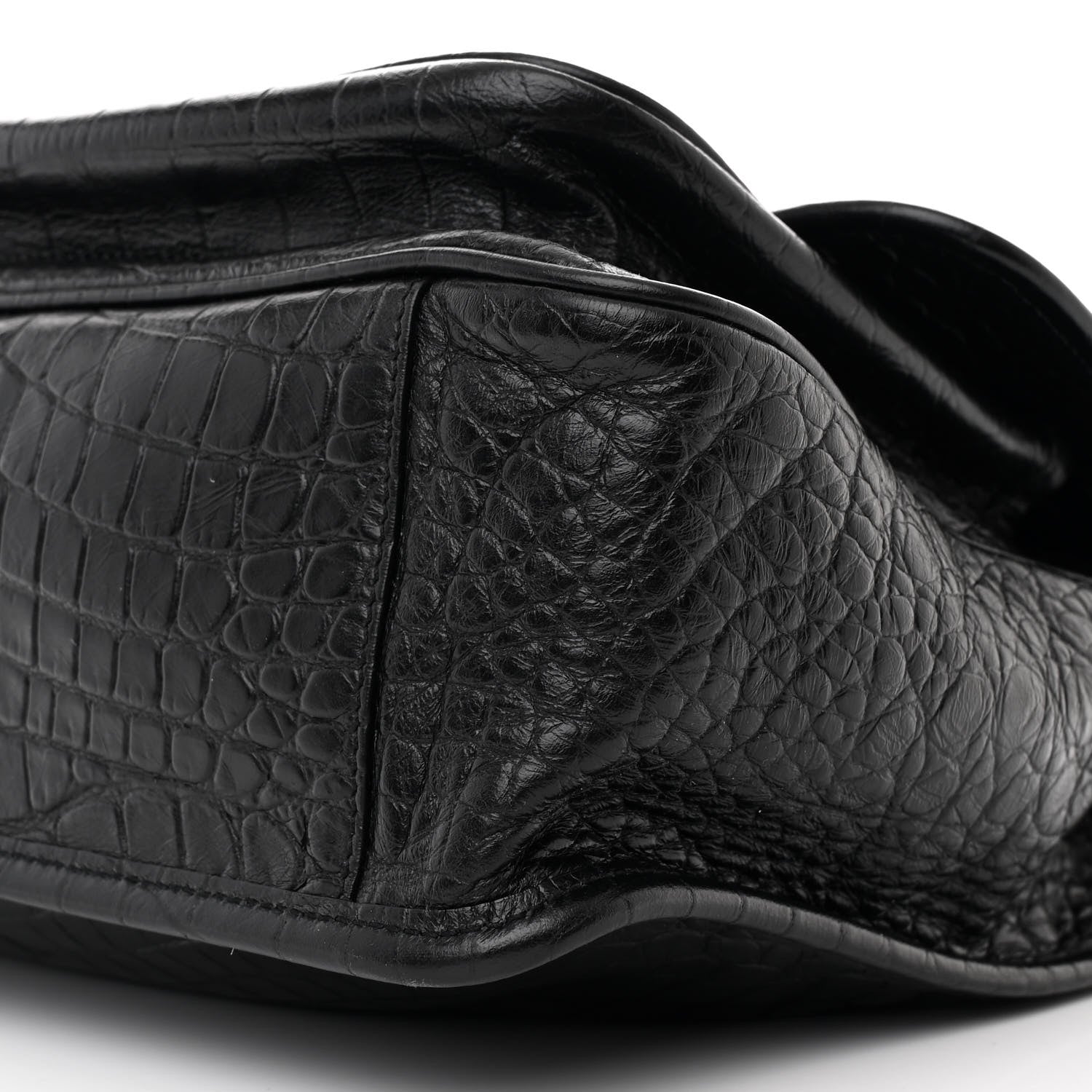 Saint Laurent Crocodile Embossed Lambskin Monogram Medium Niki Chain Satchel Black 10 of 10