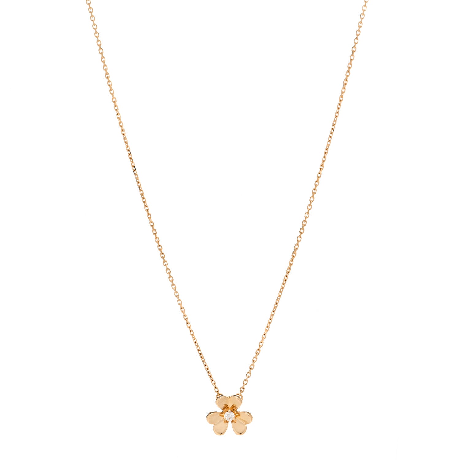 Van Cleef & Arpels 18K Yellow Gold Diamond Mini Frivole Pendant Necklace 1 of 6