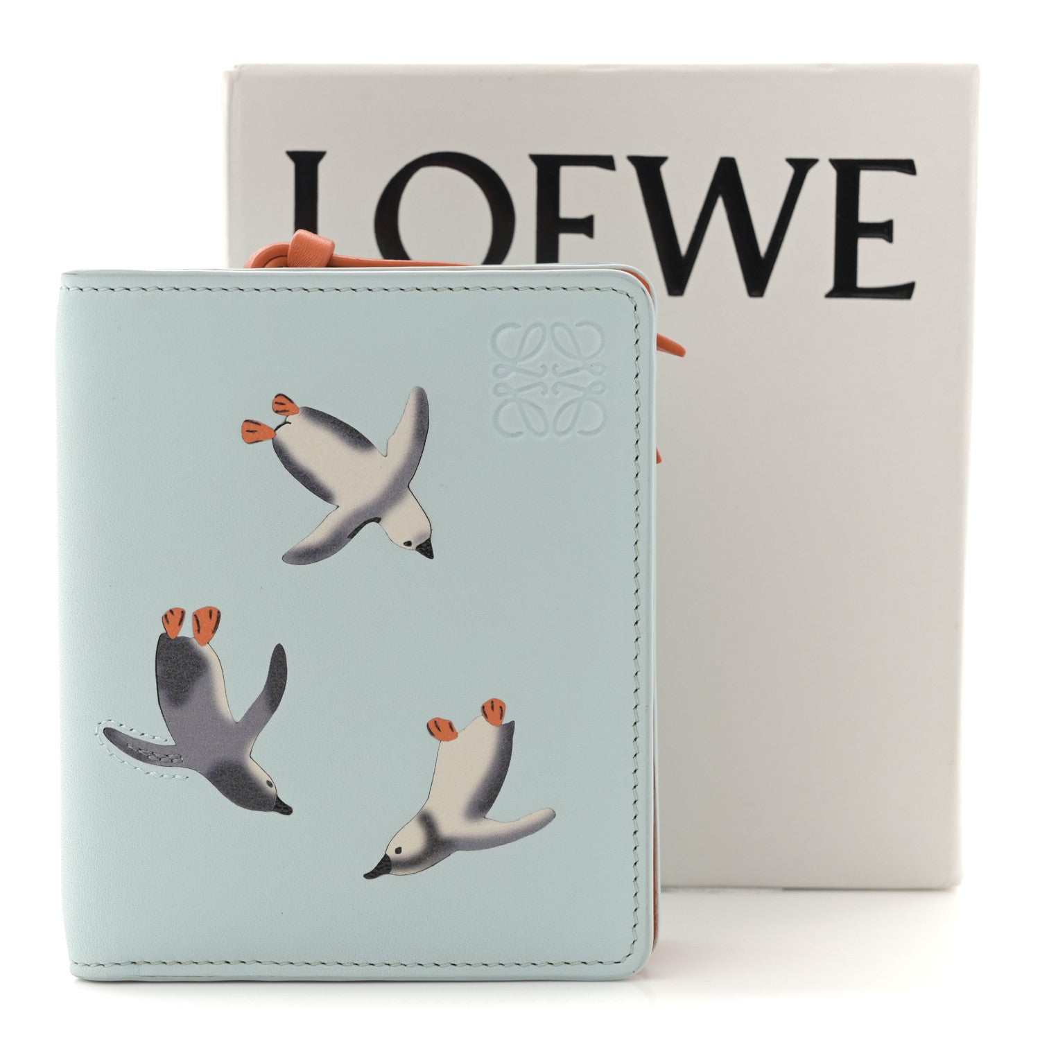 Loewe X SUNA FUJITA Satin Calfskin Penguins Compact Zip Wallet