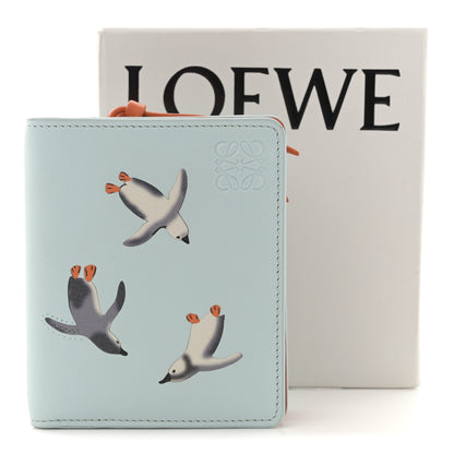 Loewe X SUNA FUJITA Satin Calfskin Penguins Compact Zip Wallet Blue Iceberg 8 of 8