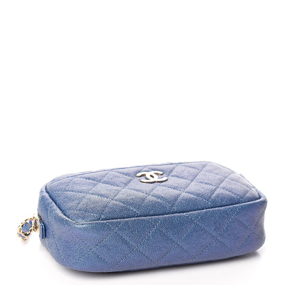 Chanel Iridescent Caviar Quilted Camera Case Blue 3 of 10