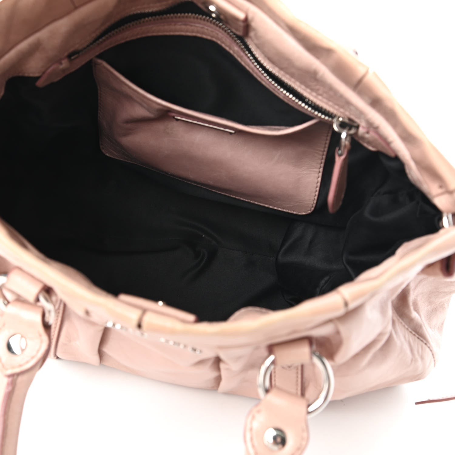 Miu Miu Vitello Lux Gathered Tote Mughetto 5 of 10