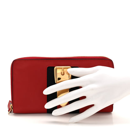 Gucci Calfskin Sylvie Zip Around Wallet Hibiscus Red 2 of 9