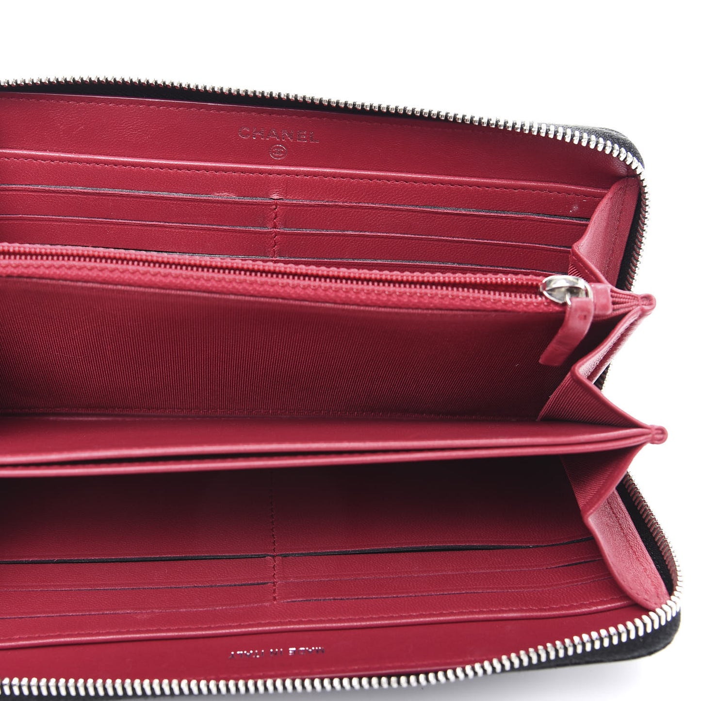 Lambskin Quilted Zip Around Wallet Black