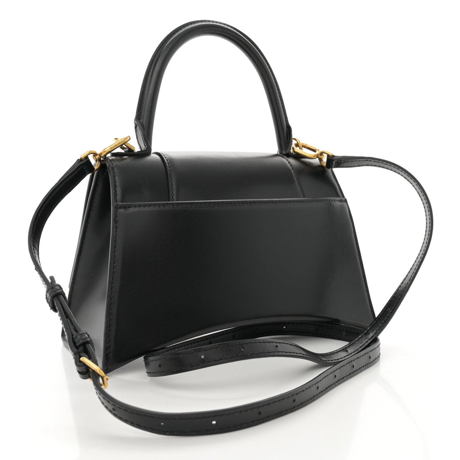 Balenciaga Shiny Box Calfskin Small Hourglass Top Handle Bag Black 3 of 13