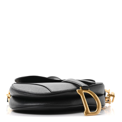 Christian Dior Grained Calfskin Saddle Bag With Strap Black 4 of 10