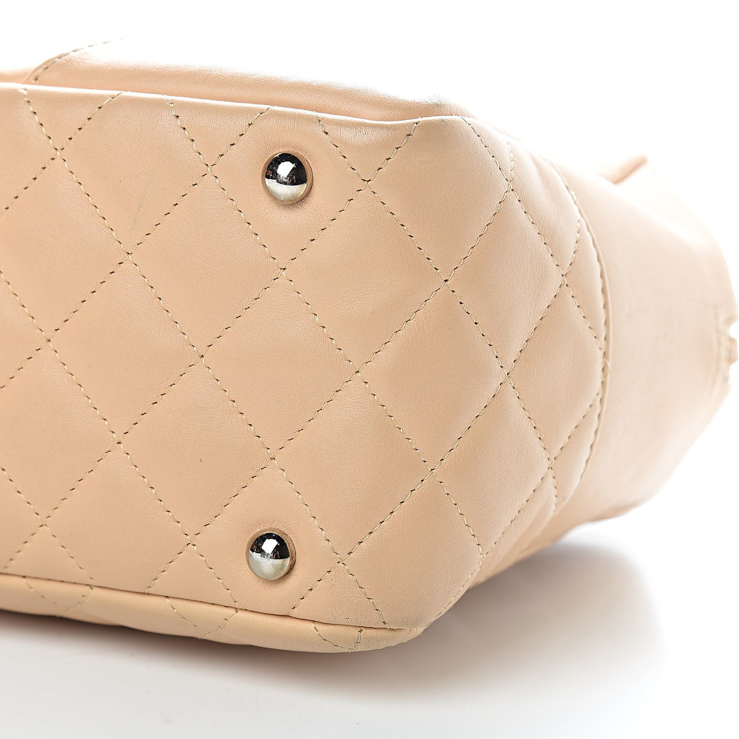 Calfskin Quilted Cambon Quilted Large Bowler Beige