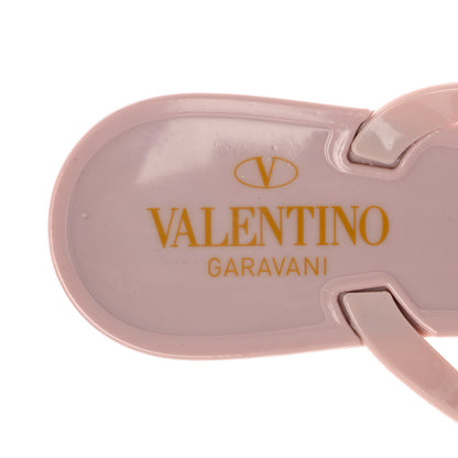Valentino Garavani PVC Jelly Rockstud Bow Thong Sandals 37 Water Rose 12 of 16