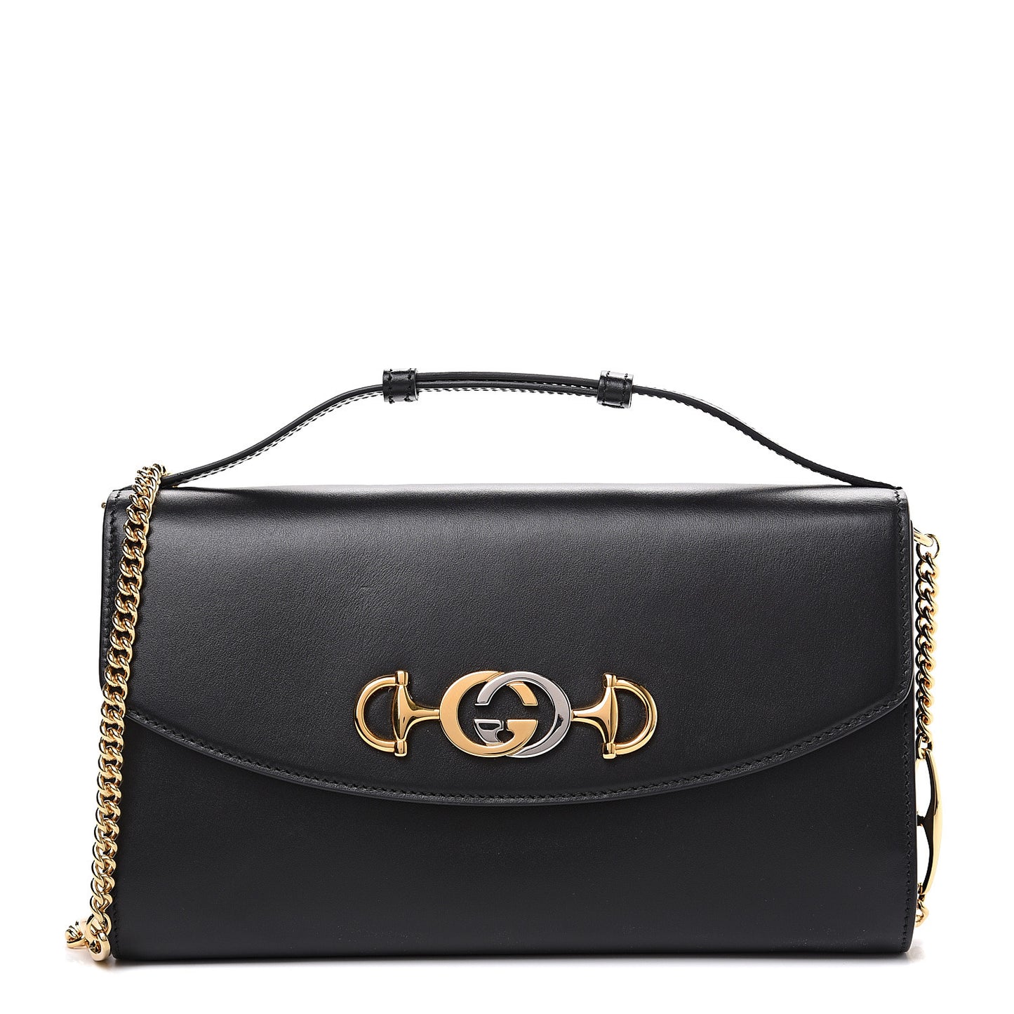 Smooth Calfskin Small Zumi Top Handle Shoulder Bag Black