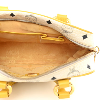 MCM Visetos Satchel White Yellow 5 of 16