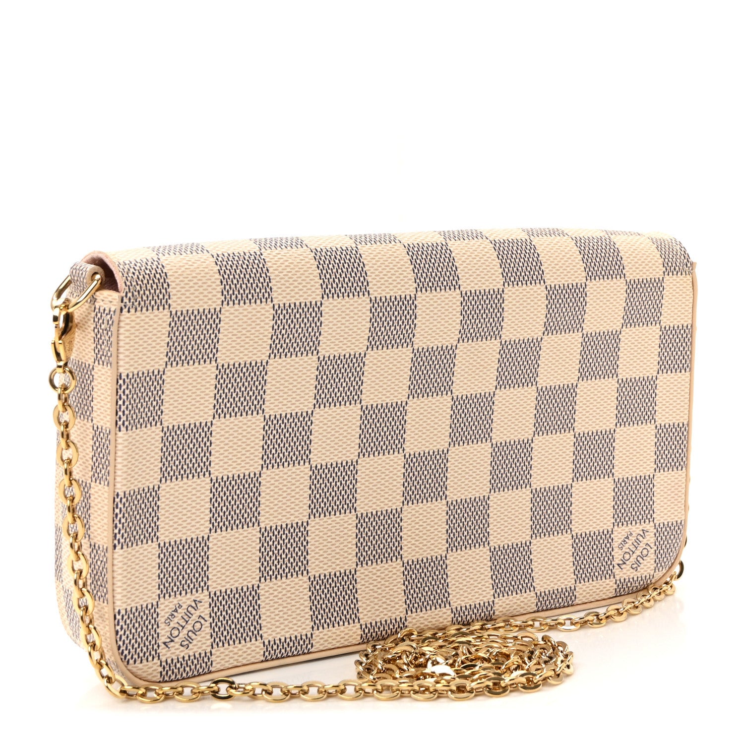 Louis Vuitton Damier Azur Pochette Felicie Chain Wallet Rose Ballerine 4 of 10