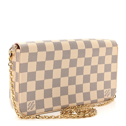 Louis Vuitton Damier Azur Pochette Felicie Chain Wallet Rose Ballerine 4 of 10