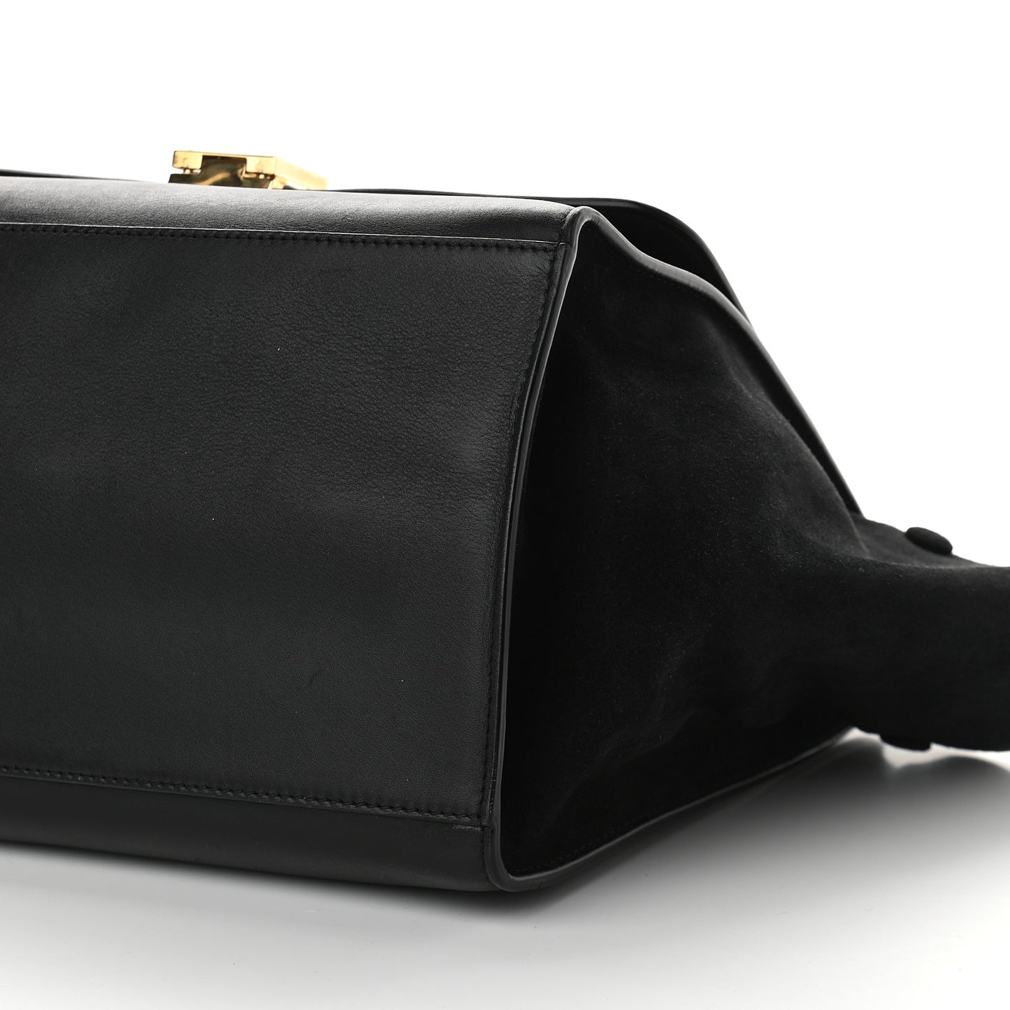 Crocodile Embossed Calfskin Suede Medium Trapeze Black