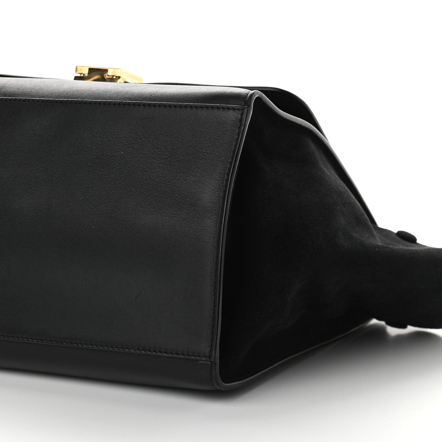 Celine Crocodile Embossed Calfskin Suede Medium Trapeze Black 9 of 9