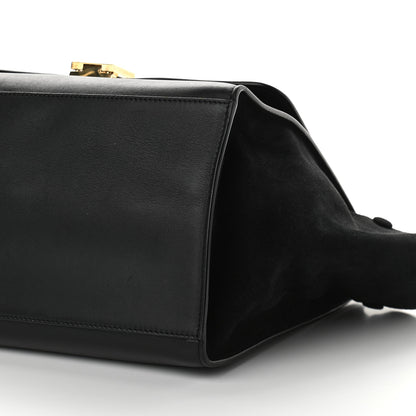 Celine Crocodile Embossed Calfskin Suede Medium Trapeze Black 9 of 9