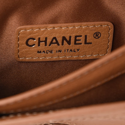 Chanel Calfskin Stitched Crossbody Clutch Flap Light Brown 6 of 8