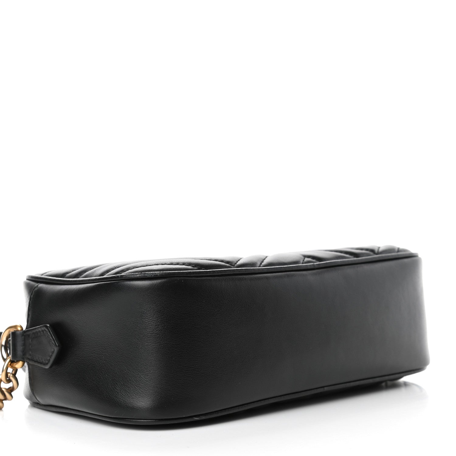 Gucci Calfskin Matelasse Small GG Marmont Chain Shoulder Bag Black 3 of 4