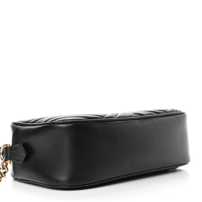 Gucci Calfskin Matelasse Small GG Marmont Chain Shoulder Bag Black 3 of 4