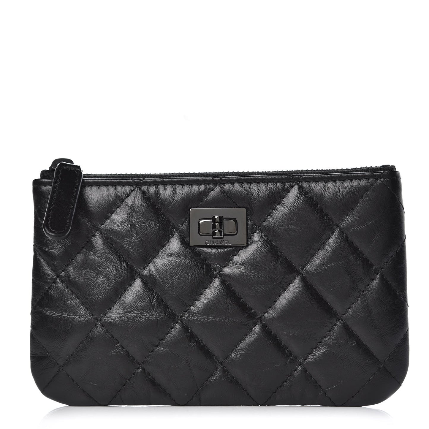 Aged Calfskin Quilted Small Reissue Cosmetic Case So Black