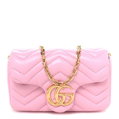 Gucci Lambskin Matelasse Mini GG Marmont Shoulder Bag Light Pink Light Pink 1 of 10
