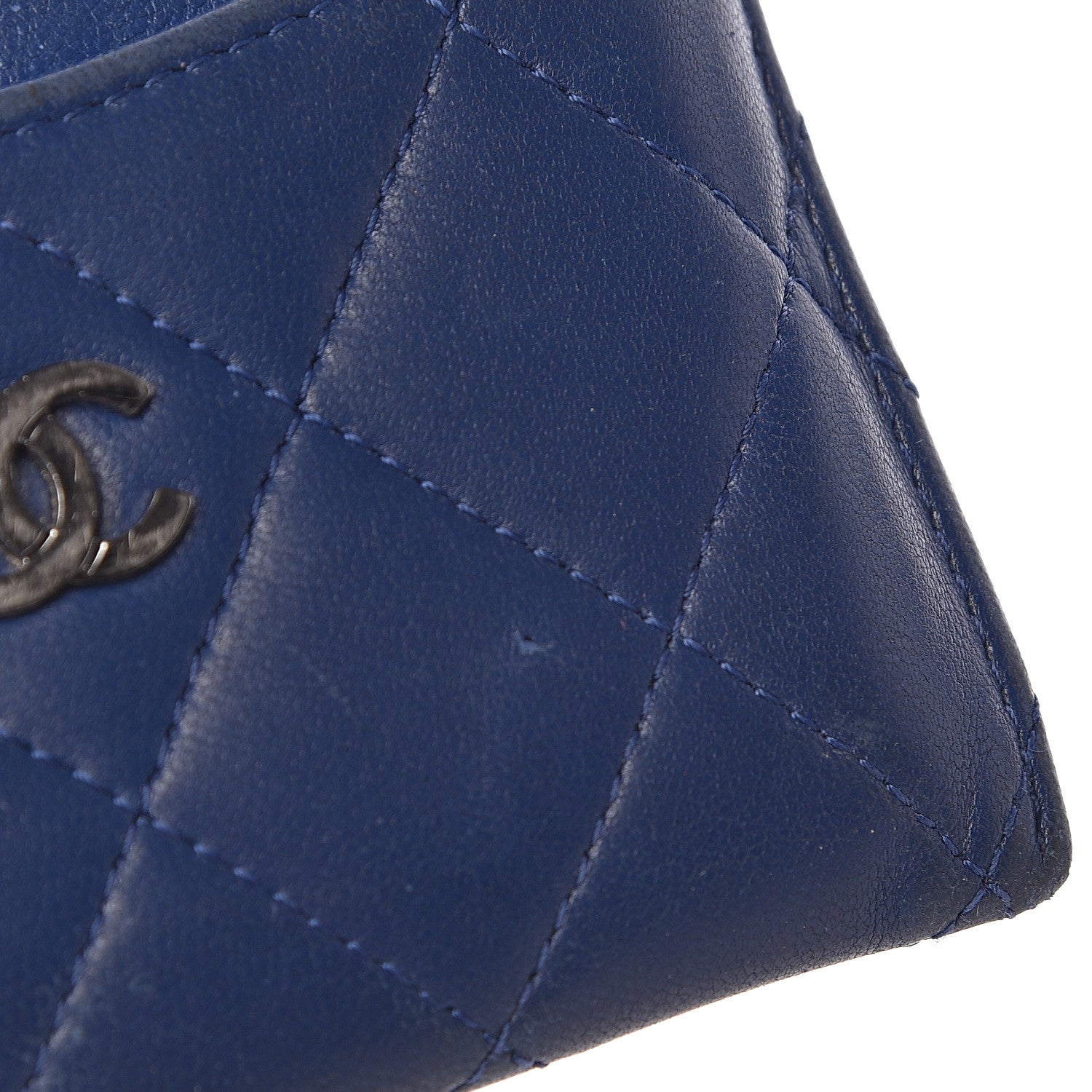Chanel Lambskin Quilted Card Holder Navy Blue 12 of 13