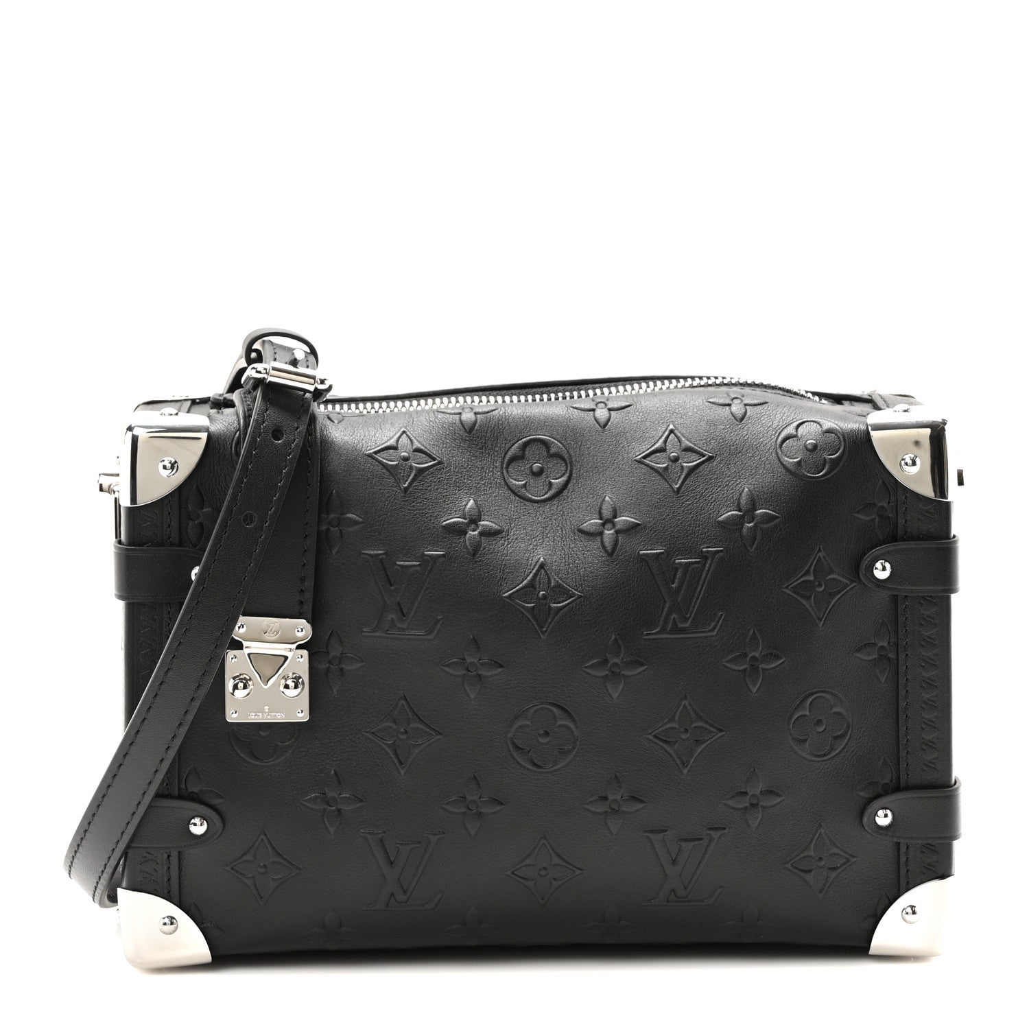 Louis Vuitton Calfskin Debossed Monogram Side Trunk Black 1 of 9