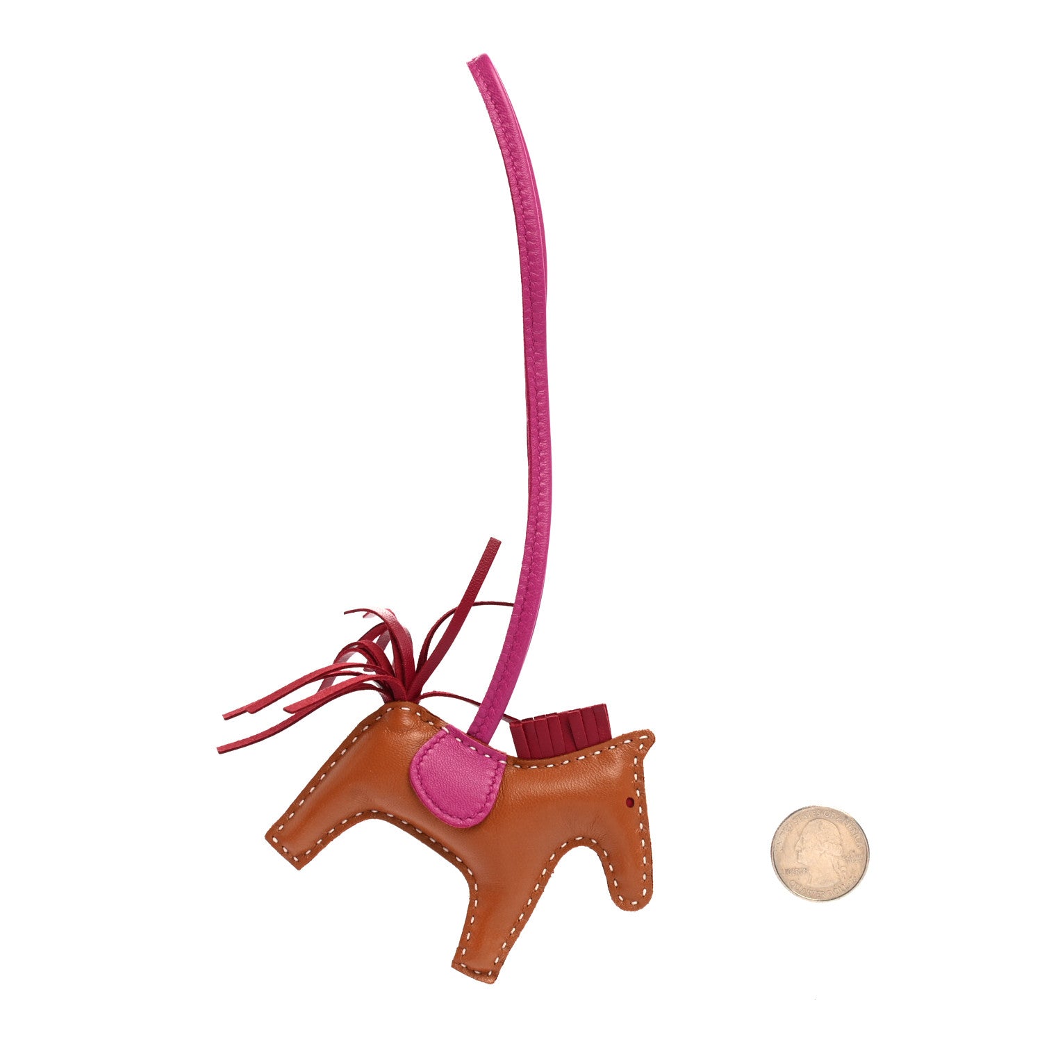Hermes Milo Lambskin Grigri Rodeo Horse Bag Charm PM Gold Rubis Rose Poupre 2 of 5