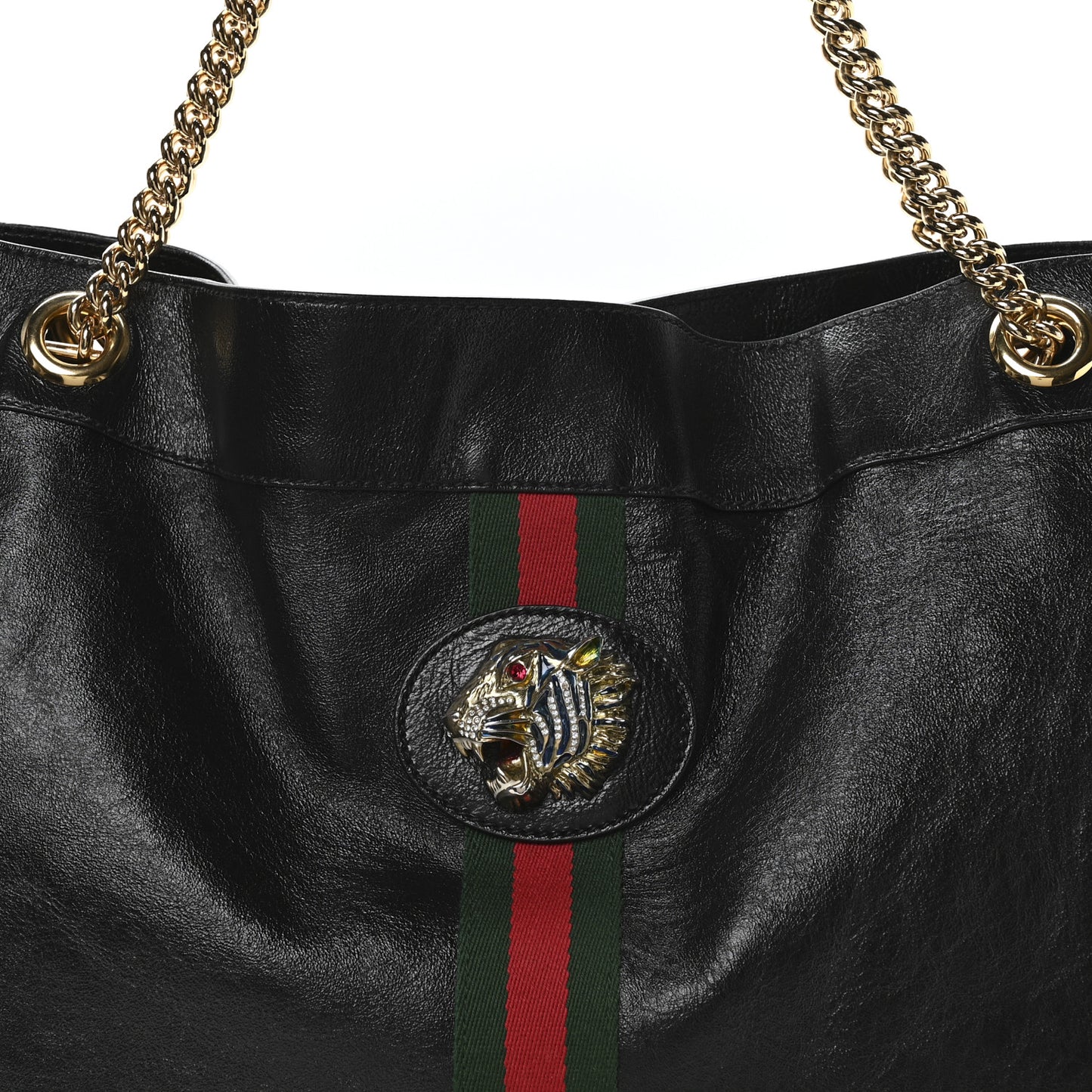 Calfskin Large Rajah Chain Tote Black