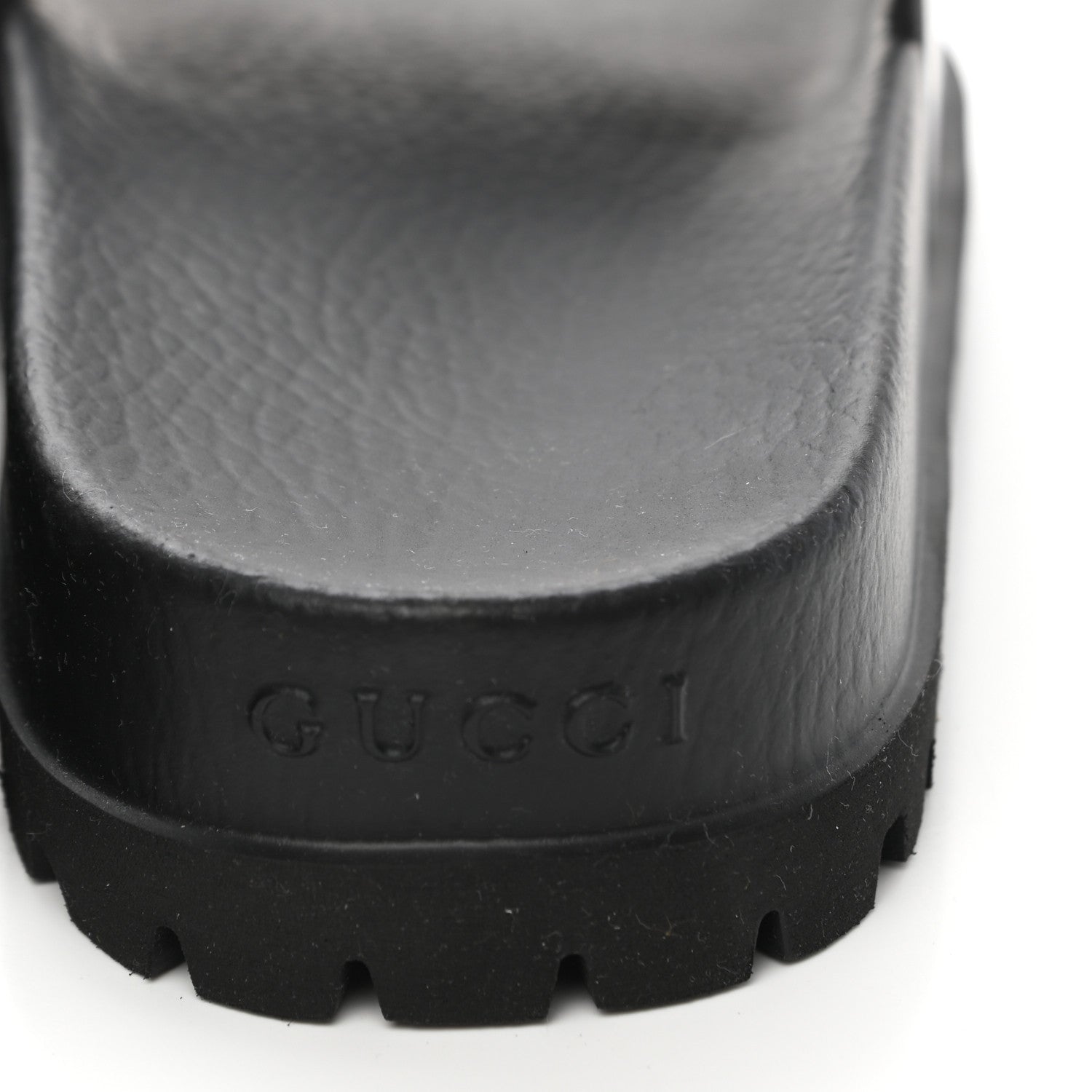 Gucci Rubber Web Mens Lug Sole Slide Sandals 10 Black Green Red 6 of 9