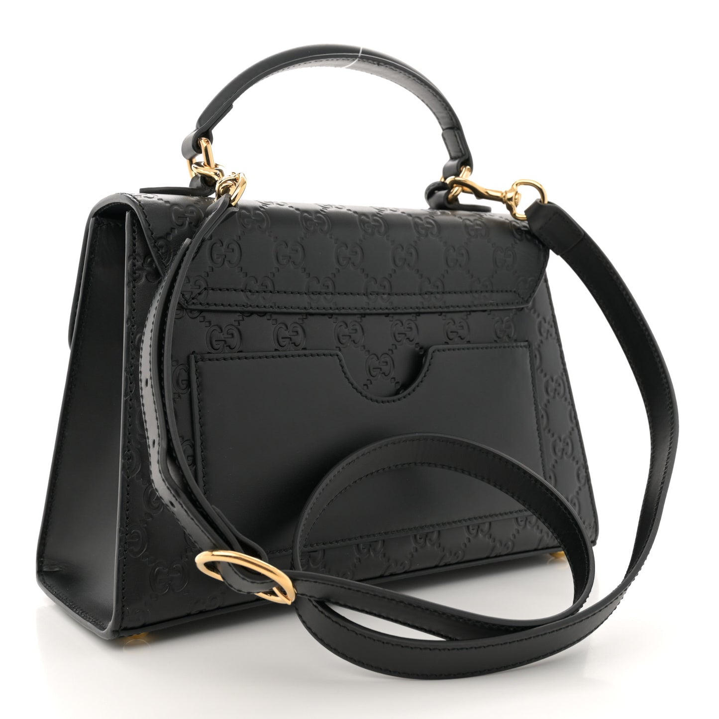 Guccissima Signature Small Padlock Top Handle Bag Black