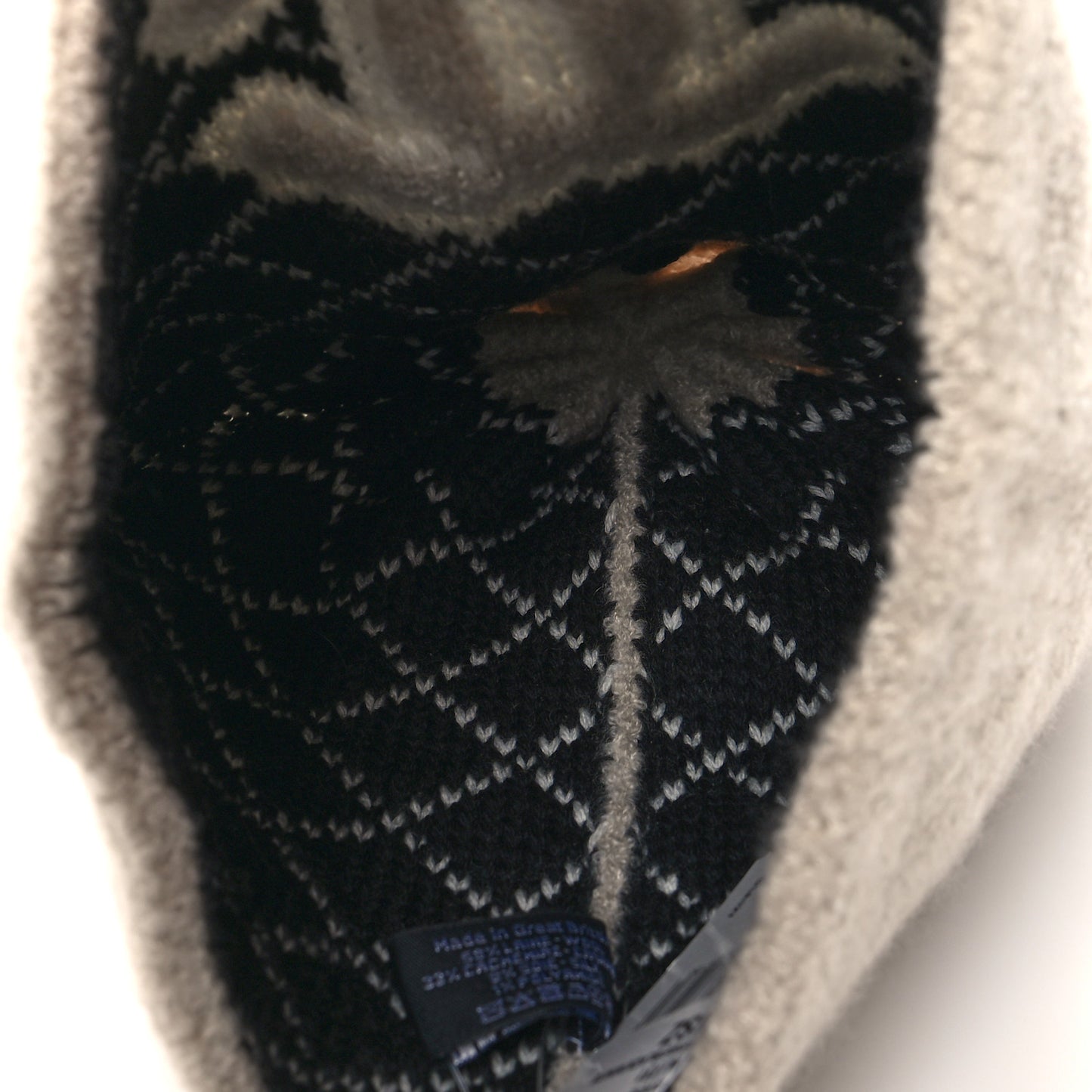 Wool Cashmere CC Beanie Hat Beige Black White