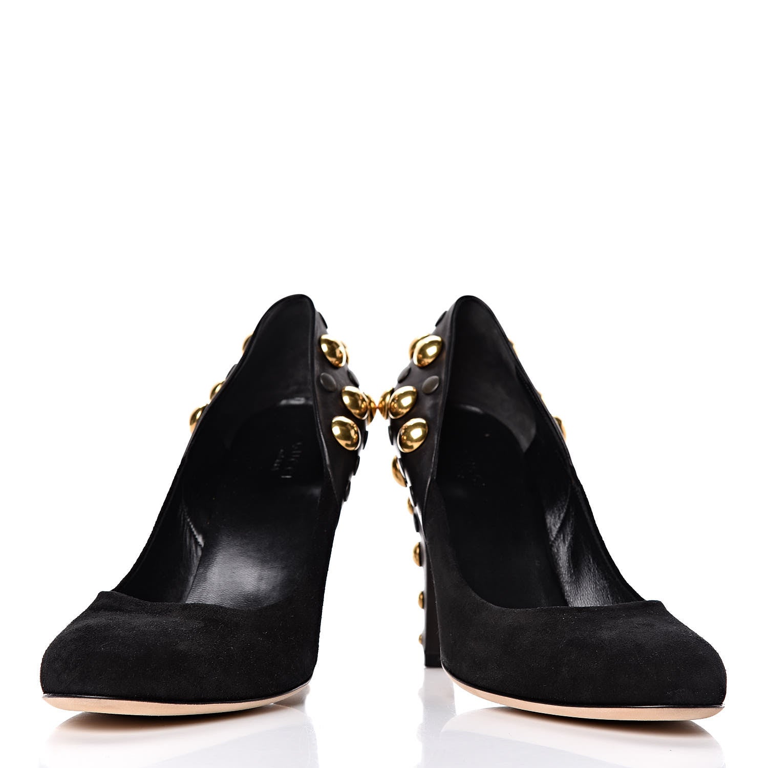 Gucci Suede Studded Babouska Pumps 38.5 Black 6 of 11
