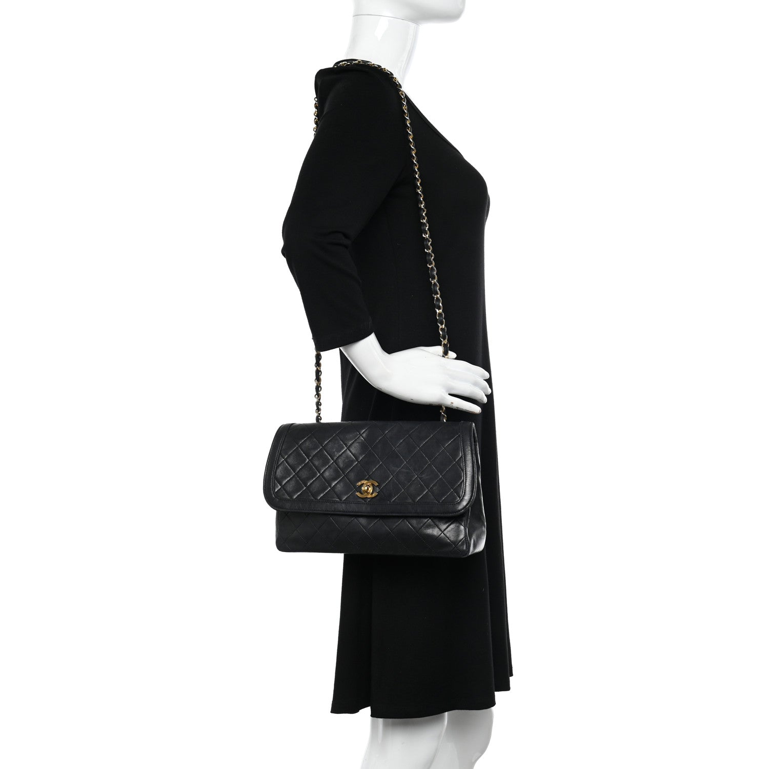 Chanel Lambskin Quilted Medium Single Flap Black 2 of 11