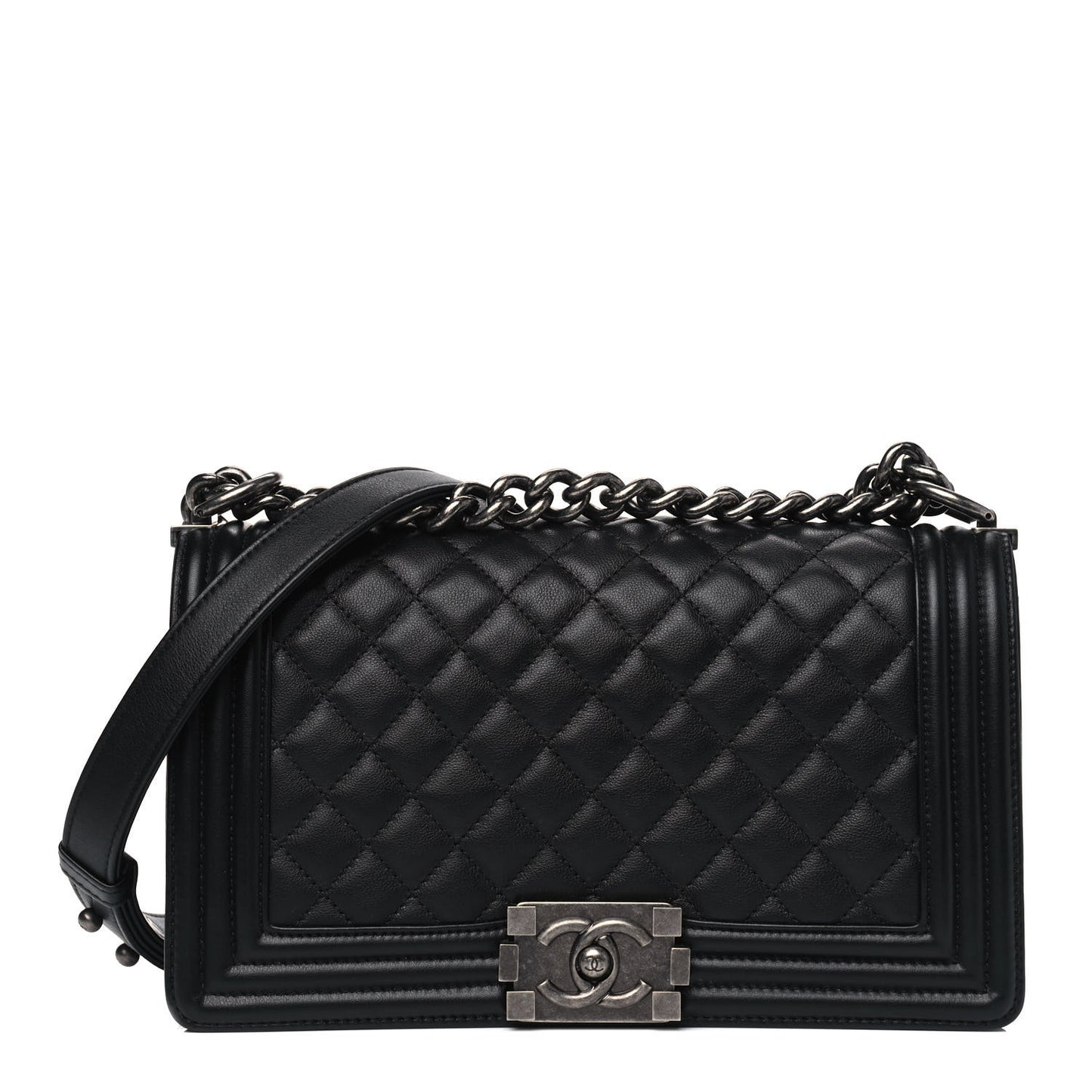 Calfskin Quilted Medium Boy Flap Black