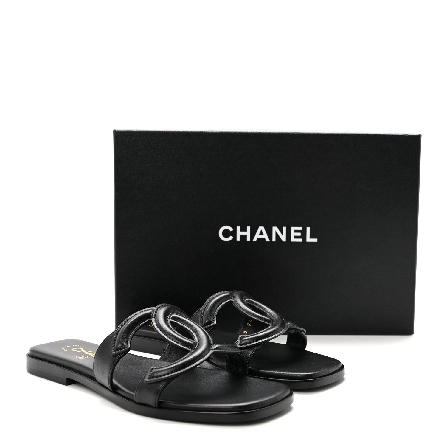 Chanel Lambskin CC Cut Out Mules Sandals 36 Black 10 of 10