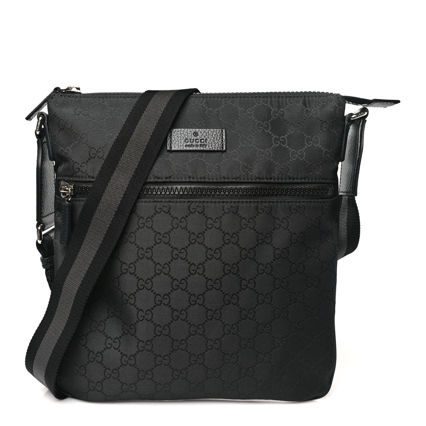 Nylon Monogram Small Flat Messenger Bag Black