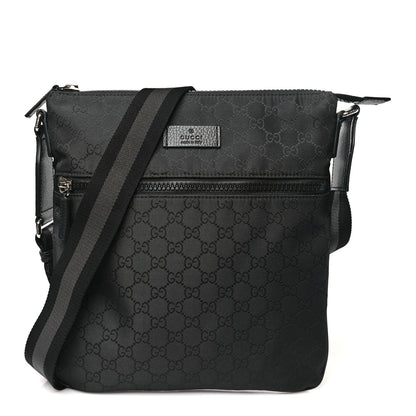 Gucci Nylon Monogram Small Flat Messenger Bag Black 1 of 9