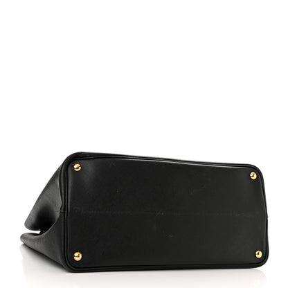 Prada Saffiano Cuir Large Double Bag Black Fuoco 4 of 16