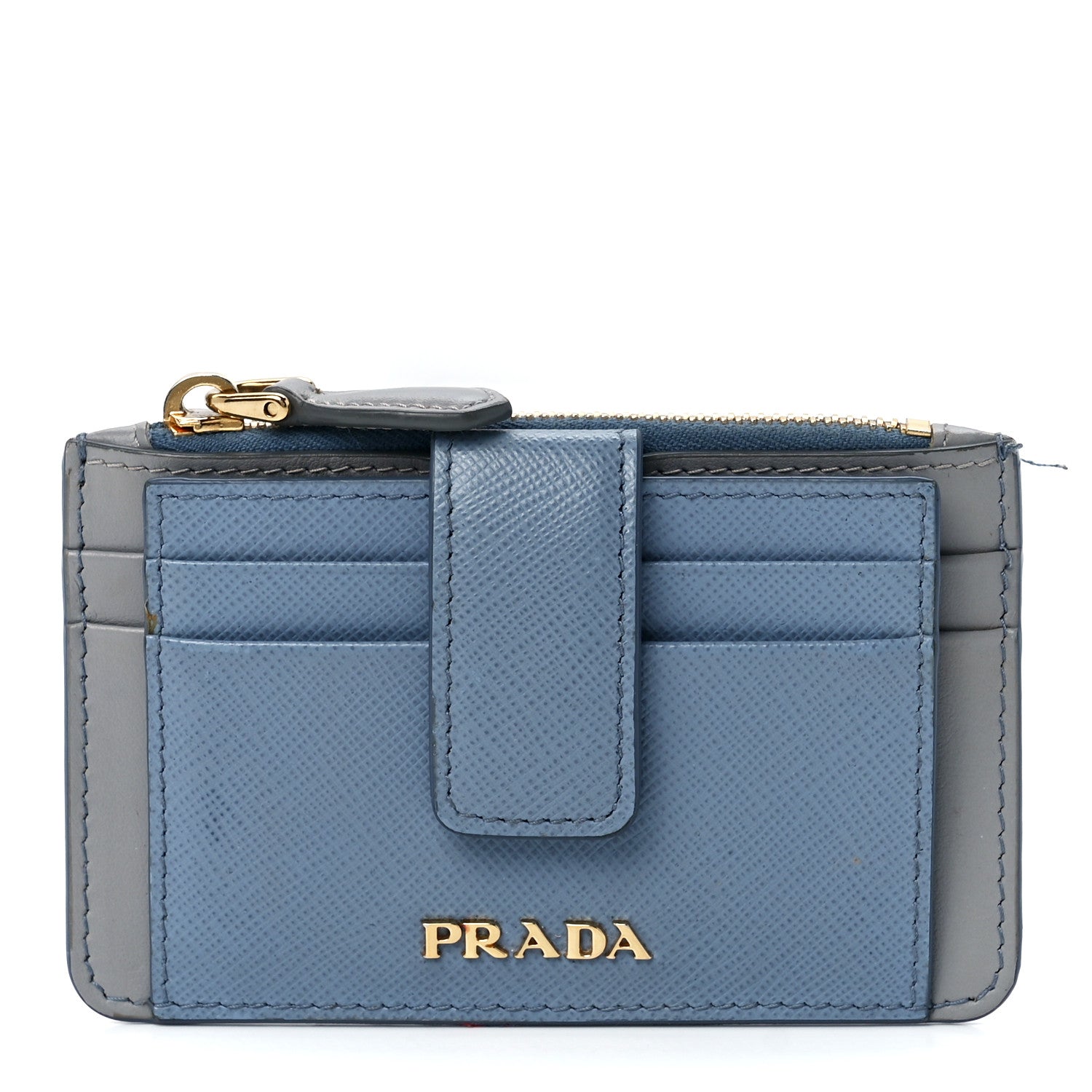 Prada Saffiano City Calf Coin Case Card Holder Astrale Nube 1 of 13