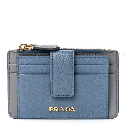 Prada Saffiano City Calf Coin Case Card Holder Astrale Nube 1 of 13