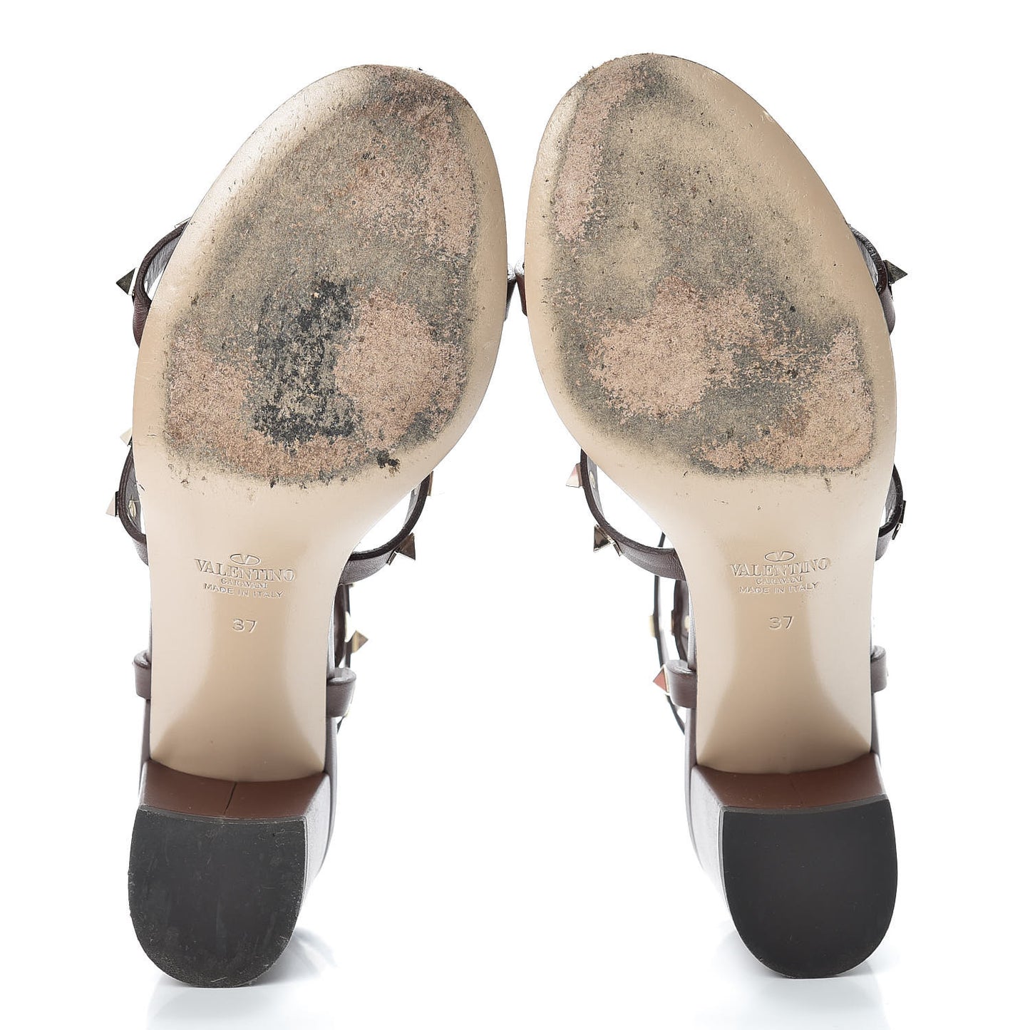 Calfskin Rockstud 60mm City Sandals 37 Light Brown
