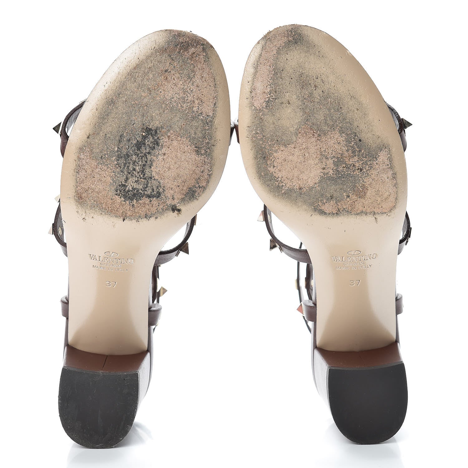 Valentino Garavani Calfskin Rockstud 60mm City Sandals 37 Light Brown 7 of 16