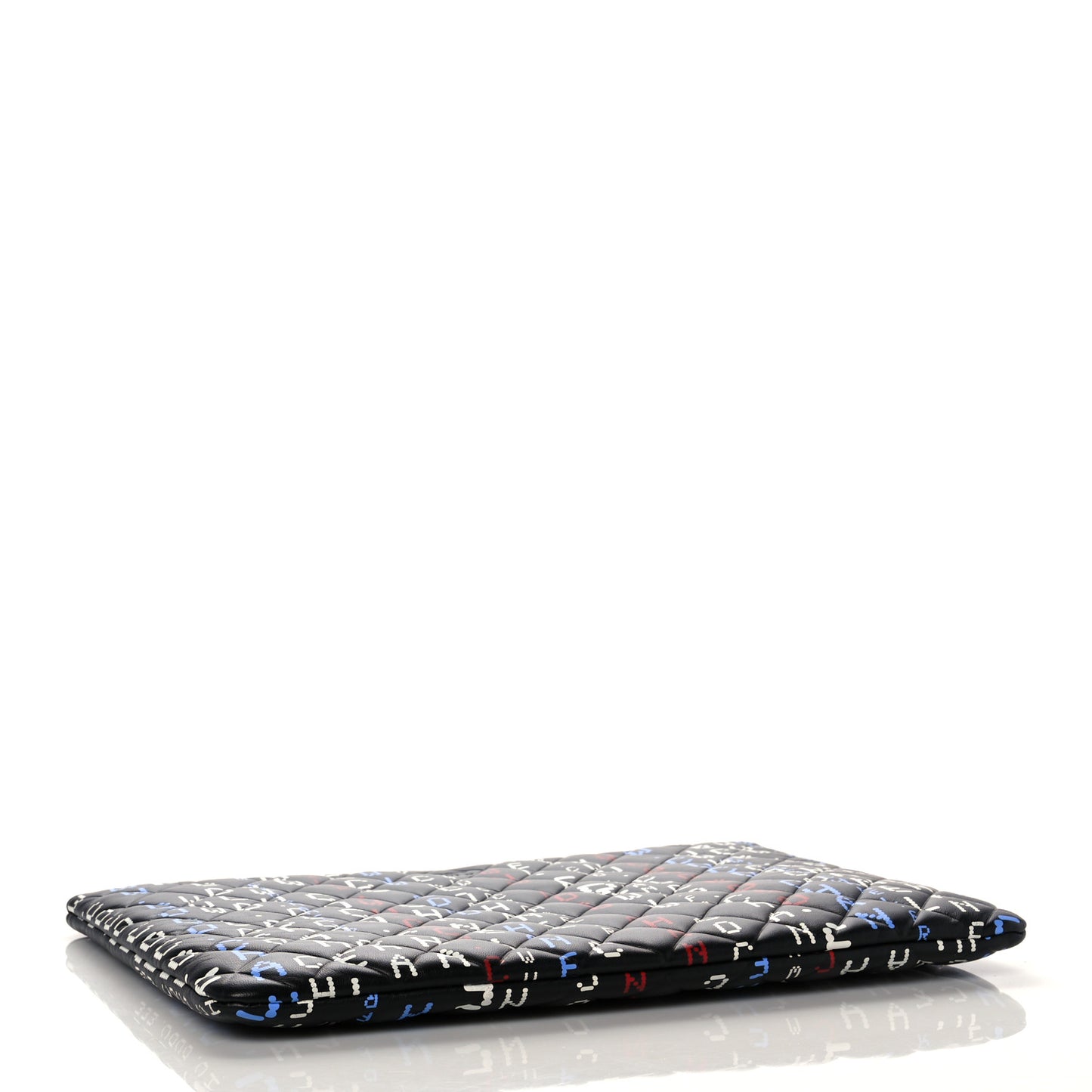 Lambskin Quilted Large Data Center Cosmetic Case Black