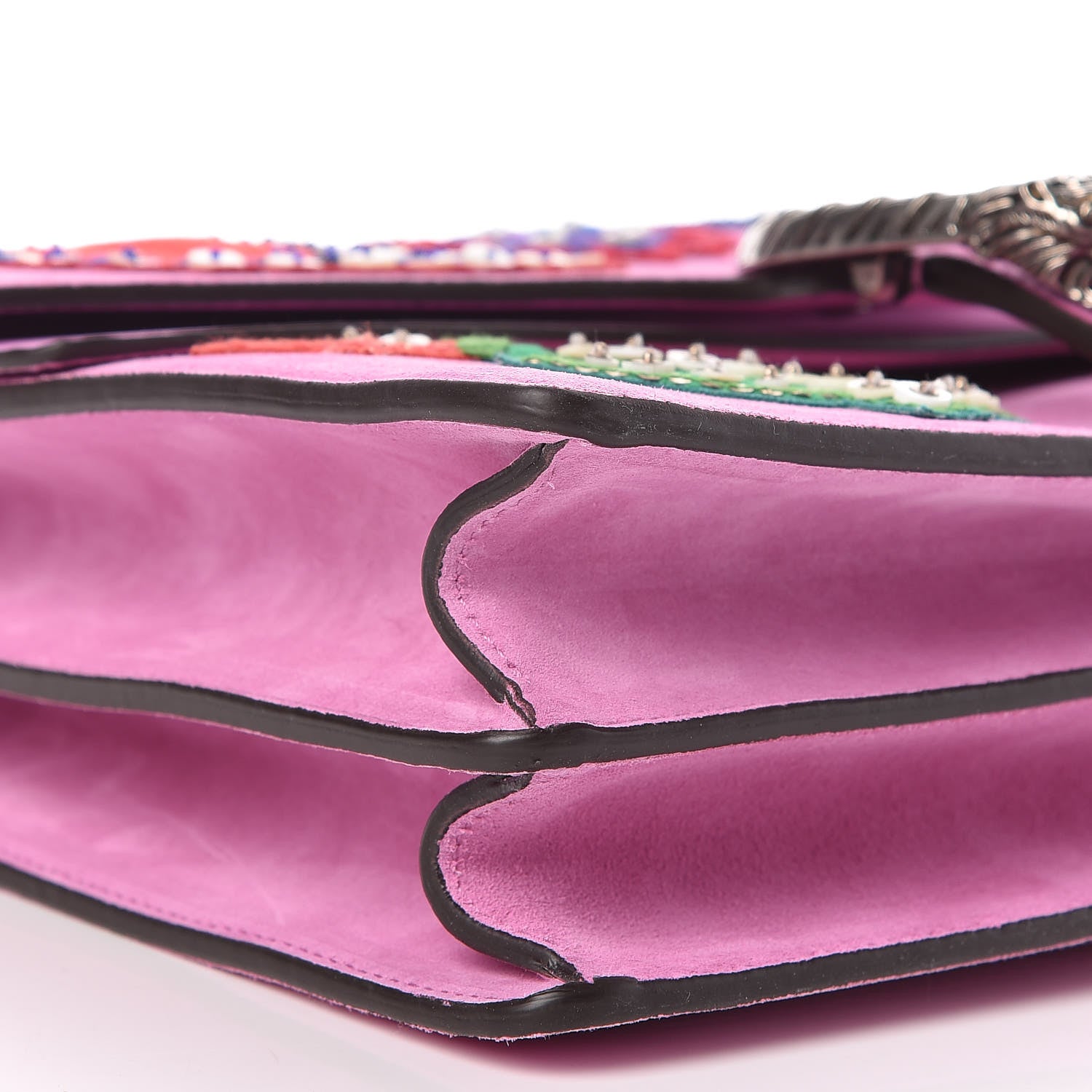 Gucci Suede Cudu Embroidered Medium Dionysus Shoulder Bag Candy Mousse Multicolor 5 of 9