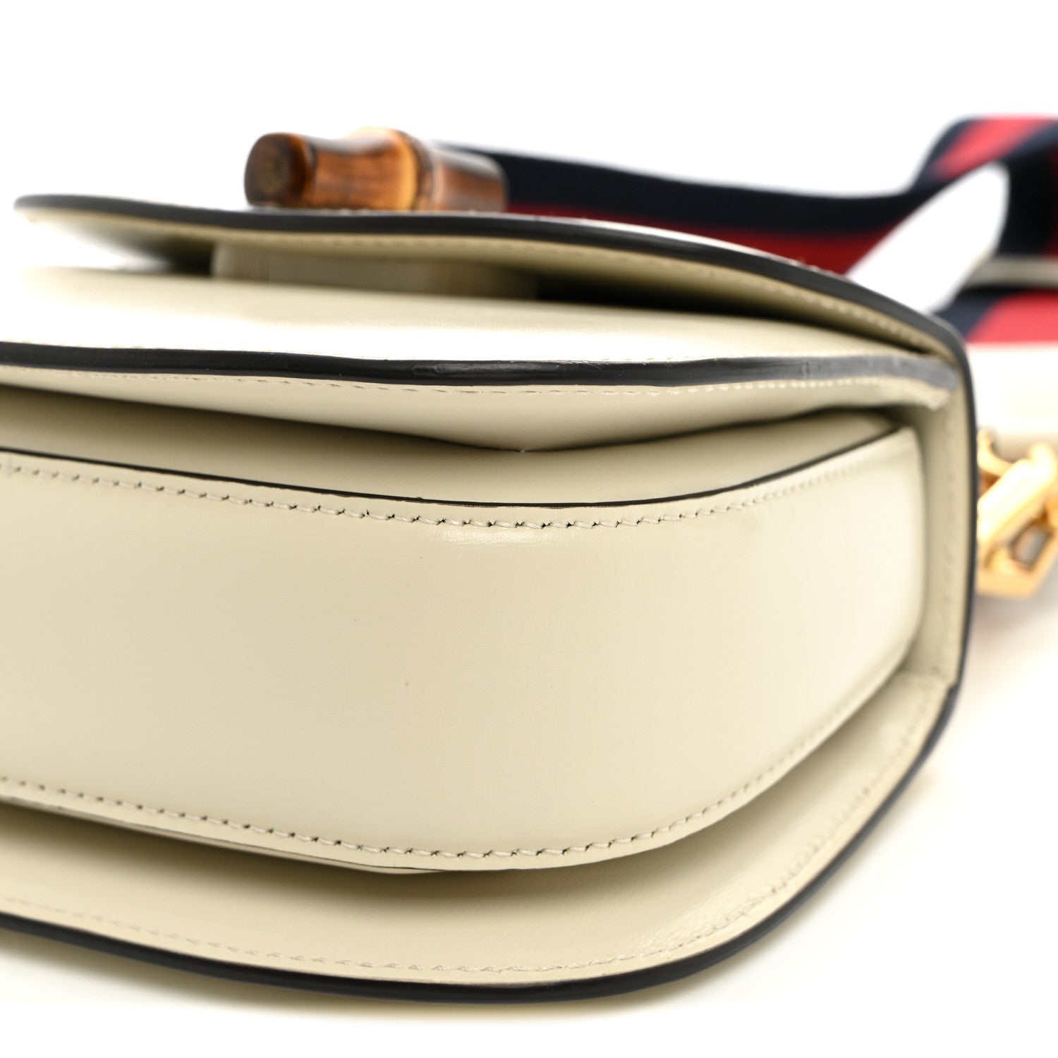 Gucci Boarded Dyana Lux Calfskin Web Mini Bamboo 1947 Top Handle Bag Mystic White 9 of 10