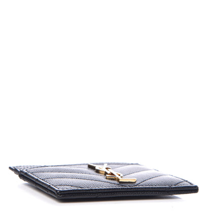 Saint Laurent Grain De Poudre Matelasse Chevron Monogram Credit Card Case Black 4 of 8