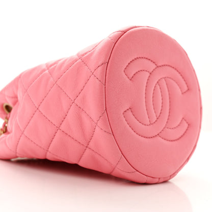 Chanel Lambskin Quilted Pearl Crush Drawstring Bag Pink 9 of 11