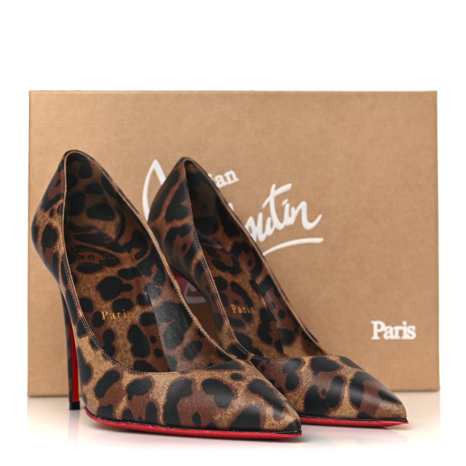 Christian Louboutin Calfskin Leopard Print Kate 100 Pumps 37 Brown 9 of 9