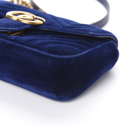 Gucci Velvet Matelasse Mini GG Marmont Shoulder Bag Cobalt Blue 9 of 9
